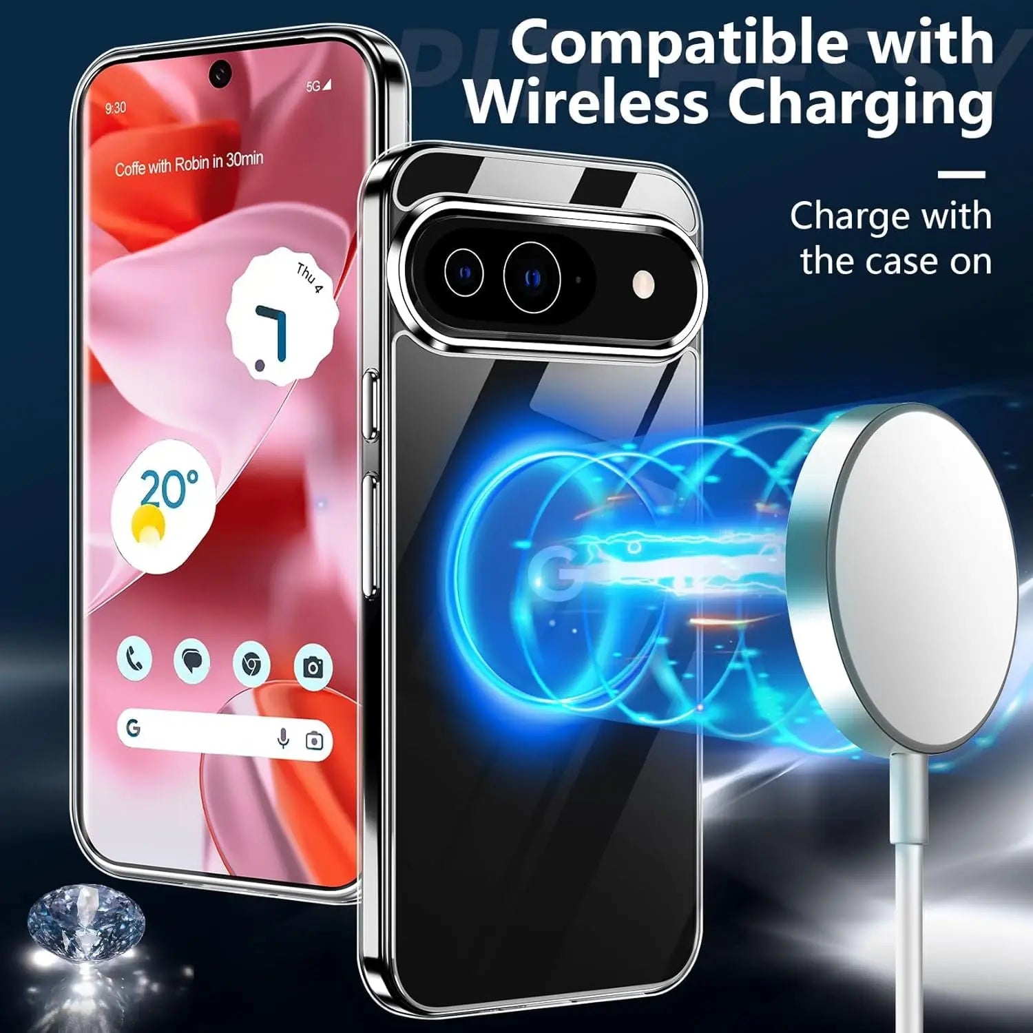 Entronix Bundle Compatible with Pixel 9 - Clear Case & 1 Clear Screen Protector - Entronix