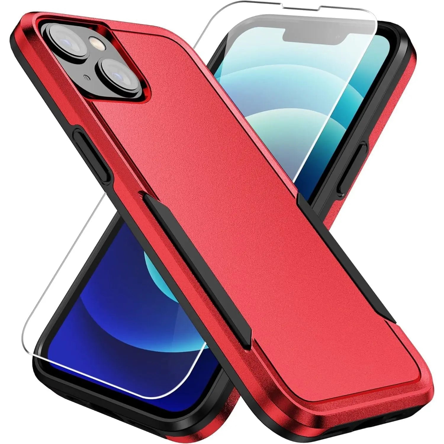 Entronix Heavy Duty Case Designed for Apple iPhone 15 with 1Pc Tempered Glass Screen Protector, Shockproof Dropproof Anti-Scratch Cover - Entro Retail
