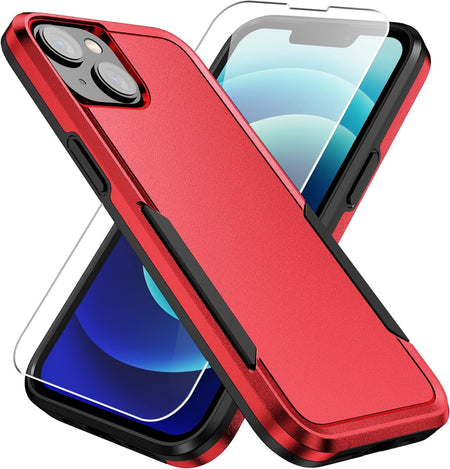 Entronix Heavy Duty Case Designed for Apple iPhone 14 with 1Pc Tempered Glass Screen Protector, Shockproof Dropproof Anti-Scratch Cover - Entro Retail