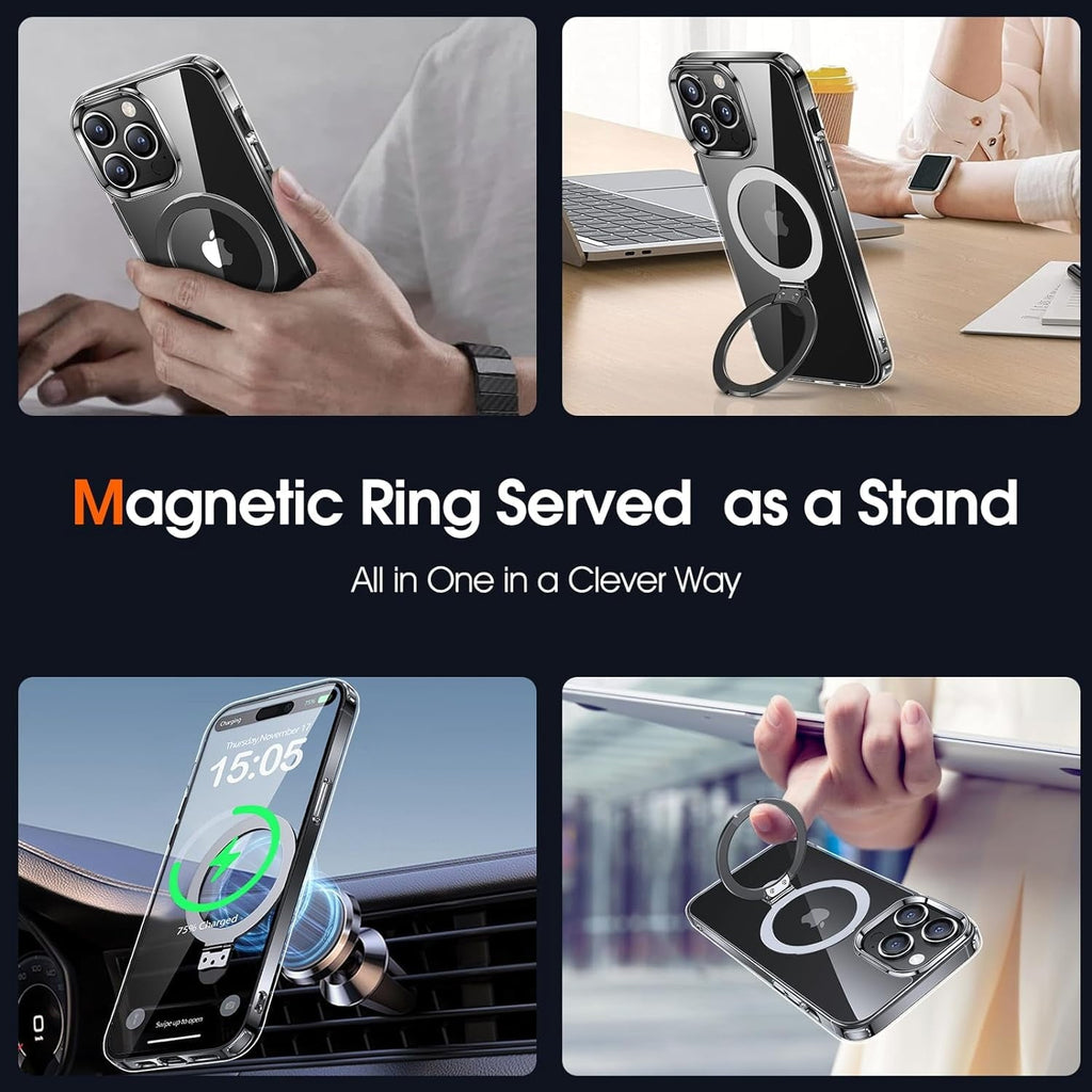 Entronix [Magnetic] Case Compatible with iPhone 14 Plus - [Hard Back] Clear Gripstand