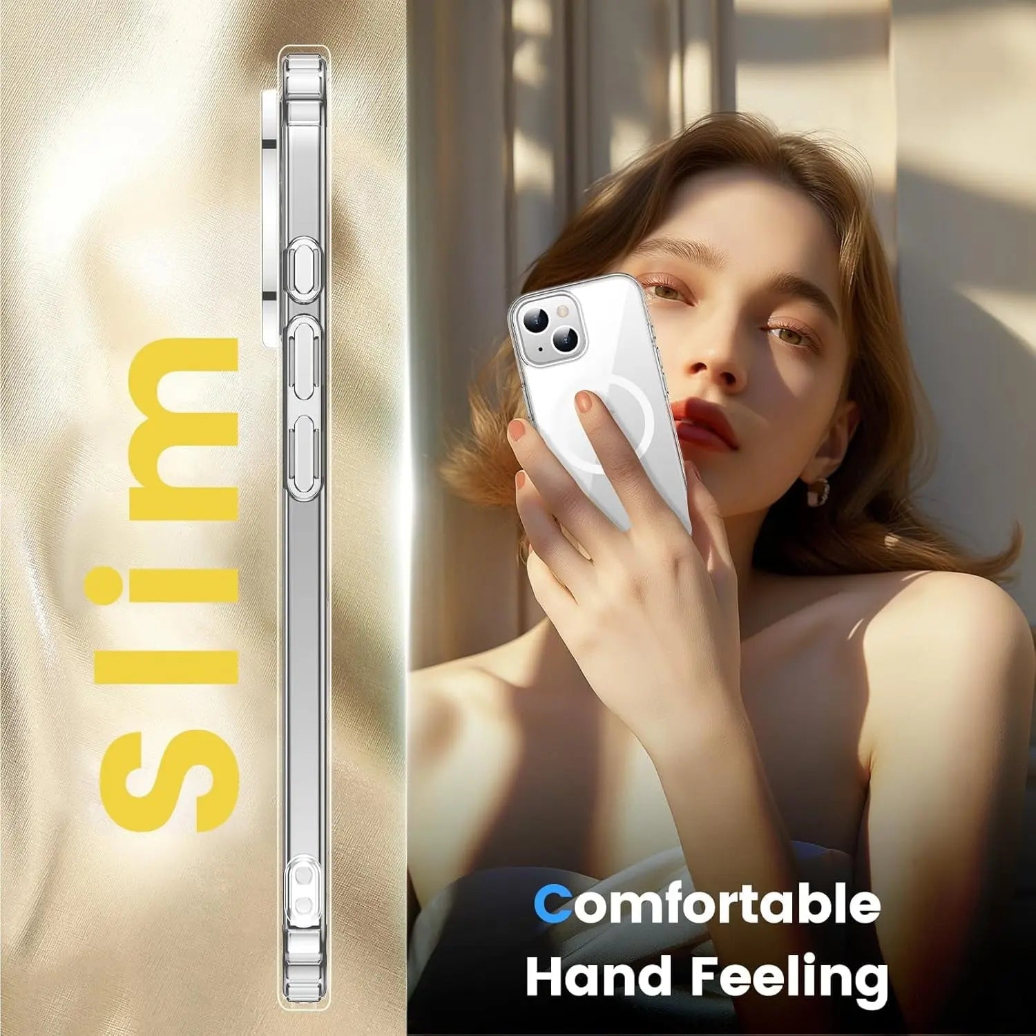 Entronix [Magnetic] Case Compatible with iPhone 13 Mini - [Hard Back] Slim Clear - Entronix