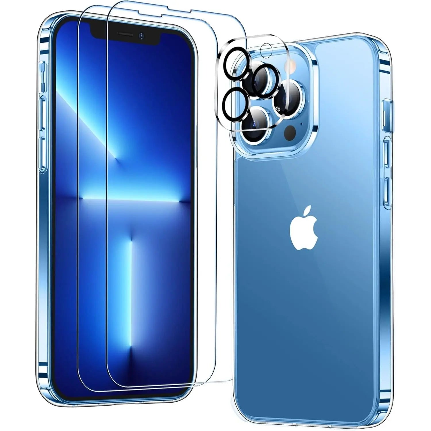 Entronix Case Heavy Duty Transparent Case for Apple iPhone 13 Pro Clear with 2 Screen Protector and 1 Camera Lens, Shockproof Dropproof Slim Case - Entro Retail
