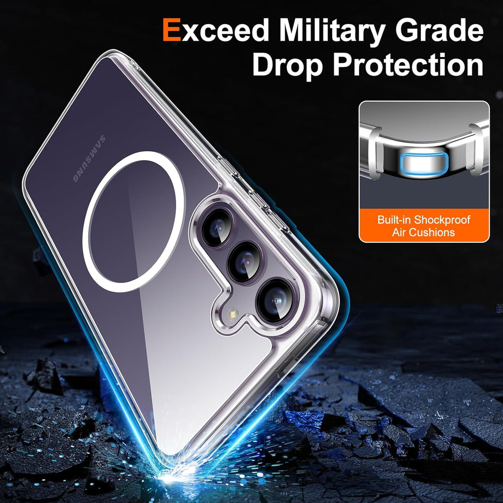 Entronix [Magnetic] Case Compatible with Galaxy S24 - [Hard Back] Slim Clear