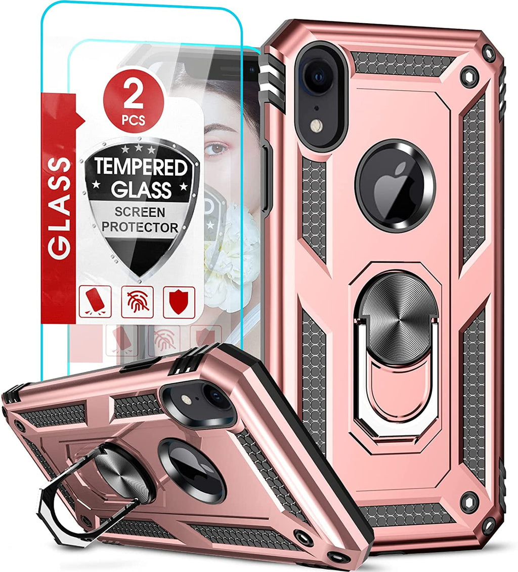 Entronix Apple iPhone XR Case - Guard Ring Holder & 2 Clear Screen Protectors - Entro Retail
