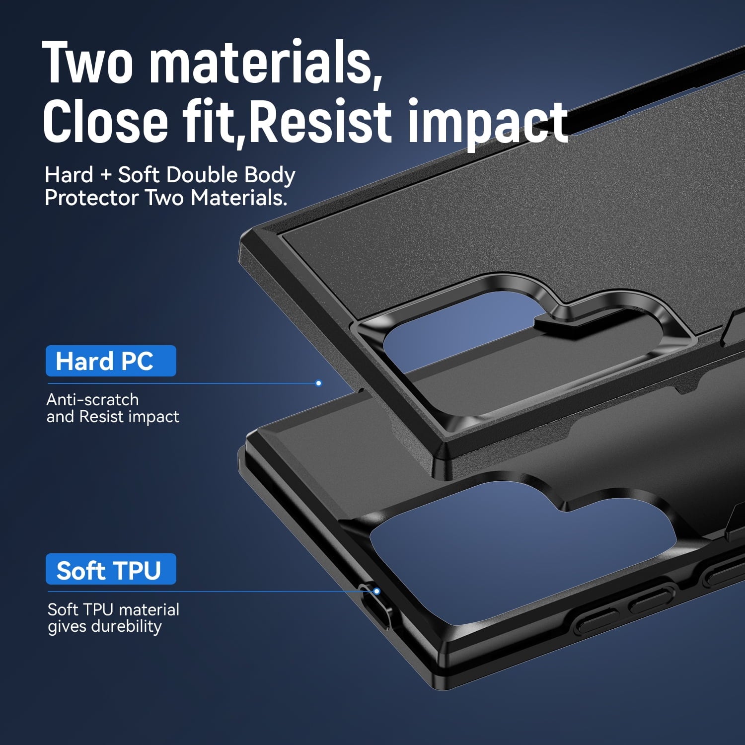 Entronix Bundle Compatible with Galaxy S24 Ultra - Soft-Touch Dual-Layer Case & 1 Clear Screen Protector