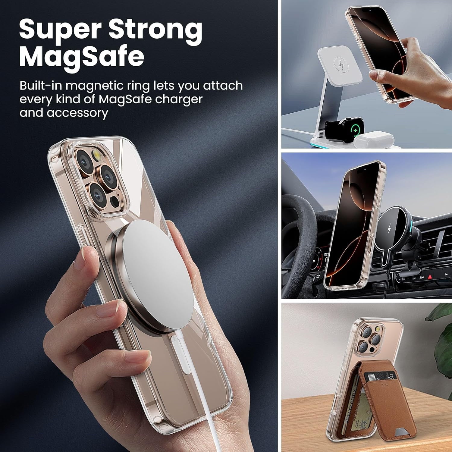 Entronix Bundle Compatible with iPhone 11 Pro Max - [Magnetic] Clear Case, 1 Clear Screen Protector & 1 Camera Lens Protectors