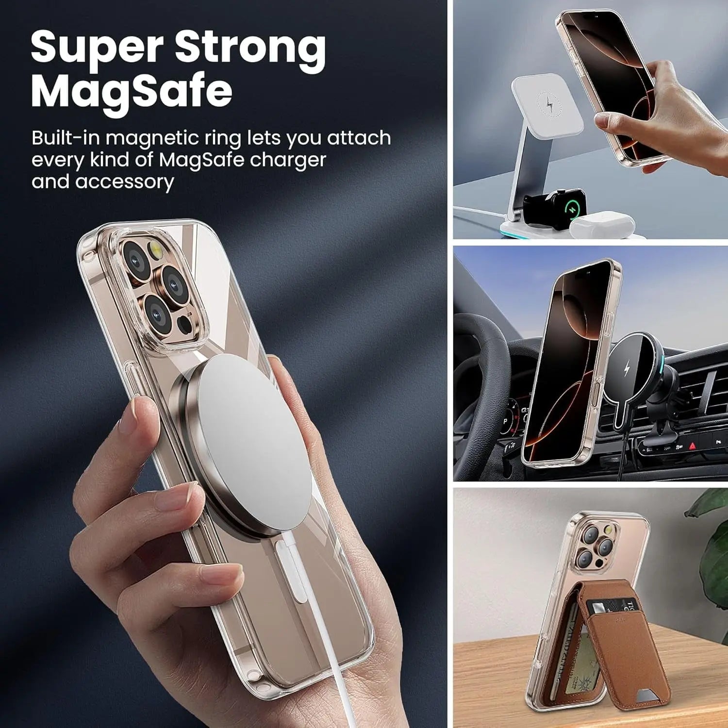 Entronix Bundle Compatible with iPhone 13 Pro - [Magnetic] Clear Case, 1 Clear Screen Protector & 1 Camera Lens Protectors - Entronix