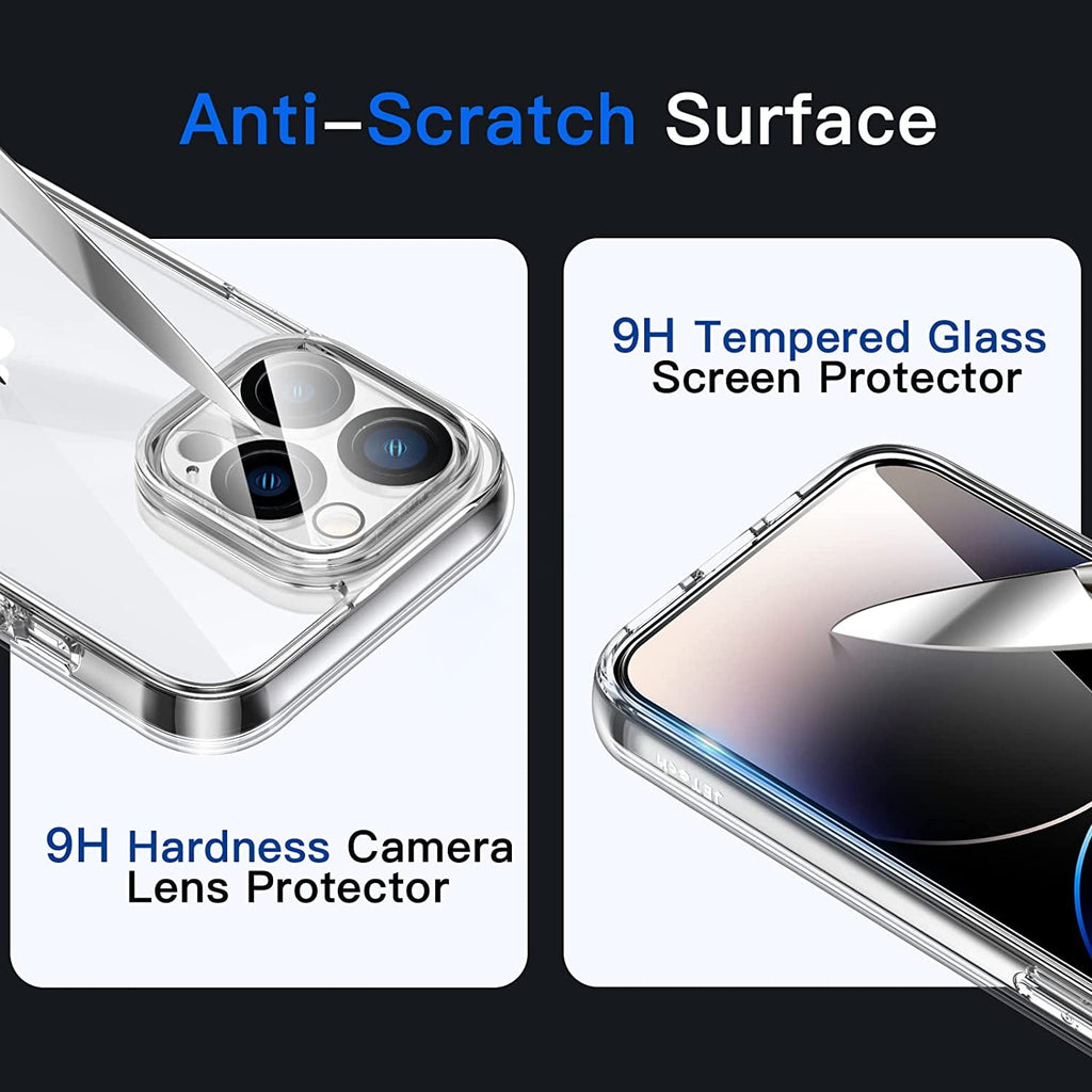 Entronix Bundle Compatible with iPhone 15 Pro Max - [Magnetic] Clear Case, 2 Clear Screen Protectors & 2 Camera Lens Protectors