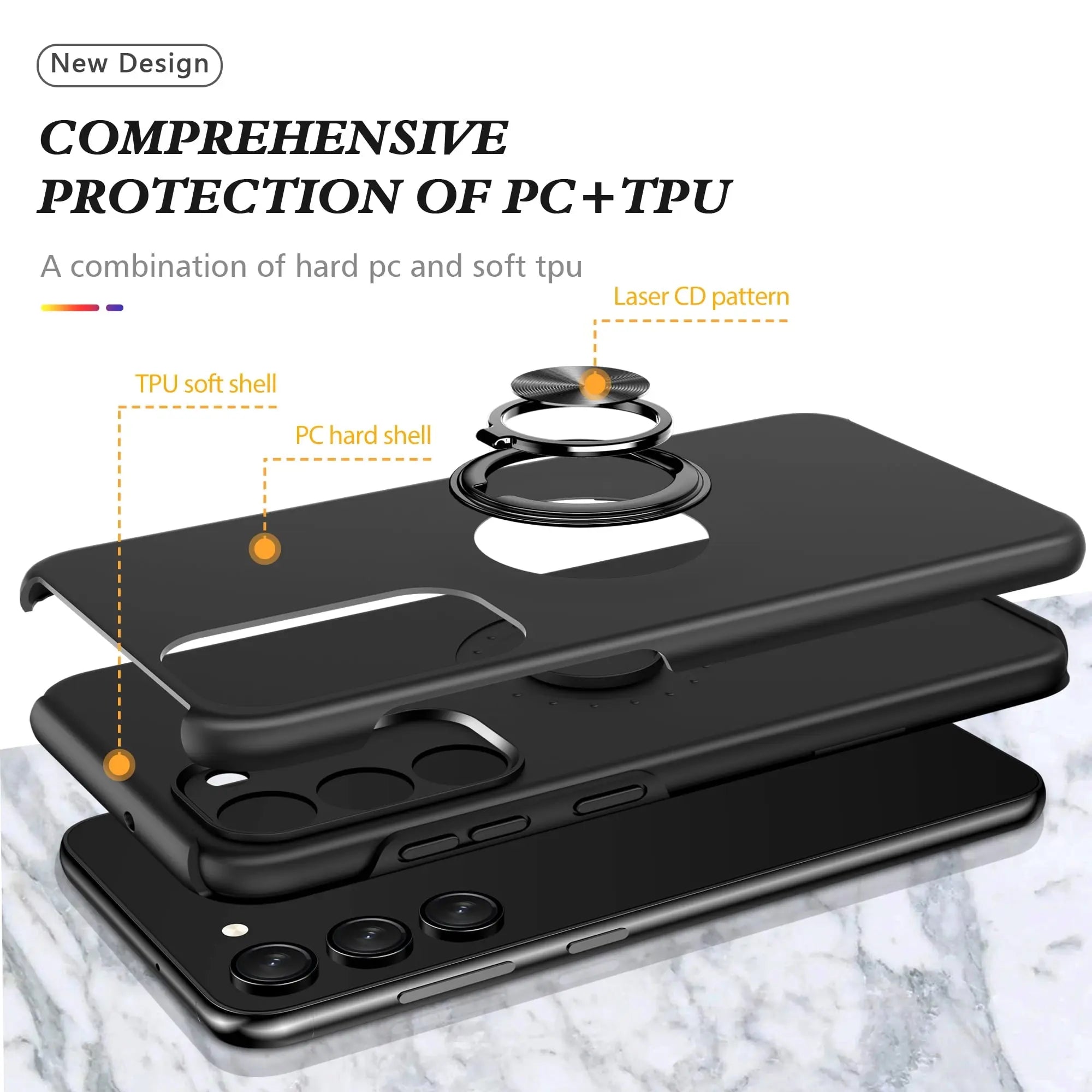 Entronix Bundle Compatible with Galaxy A16 - 360º Circular Ring Gripstand Case & 2 Clear Screen Protectors - Entronix
