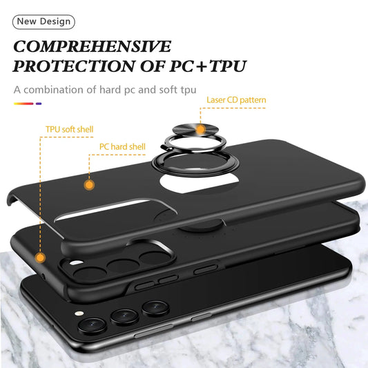 Entronix Bundle Compatible with Galaxy A16 - 360º Circular Ring Gripstand Case & 2 Clear Screen Protectors - Entronix