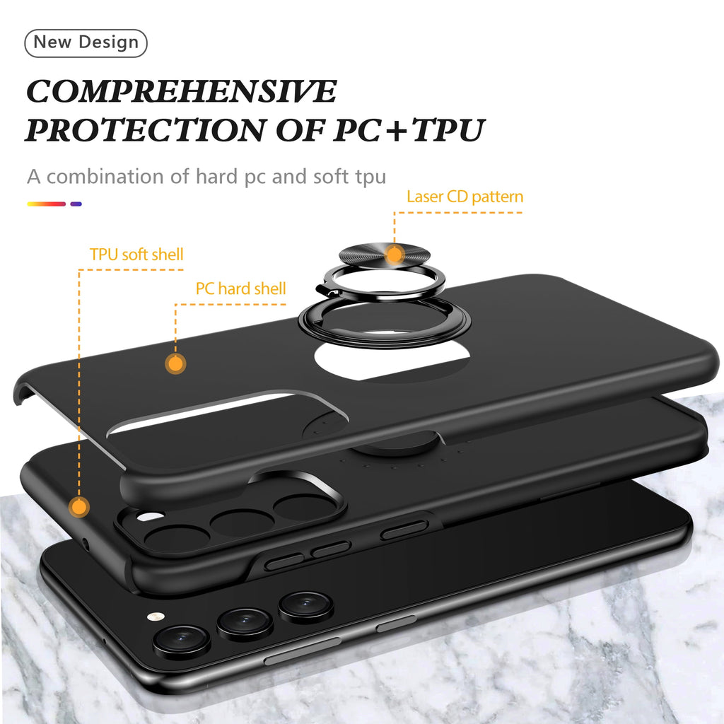 Entronix Bundle Compatible with Galaxy A16 - 360º Circular Ring Gripstand Case & 2 Clear Screen Protectors