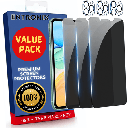 Entronix Case Screen Protector Bundle with Camera Cover Designed for Apple iPhone 11 Pro Privacy 9H Hardness,Bubble Free Easy Install, 3 PACK - Entro Retail