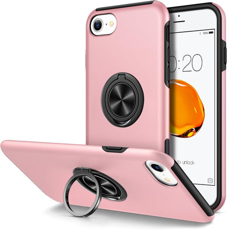 Entronix Case Designed for Apple iPhone SE,8,7 Heavy Duty with Built-in Kickstand, Dual Layer Protection Rotating Holder Ring, Sturdy Case - Entro Retail