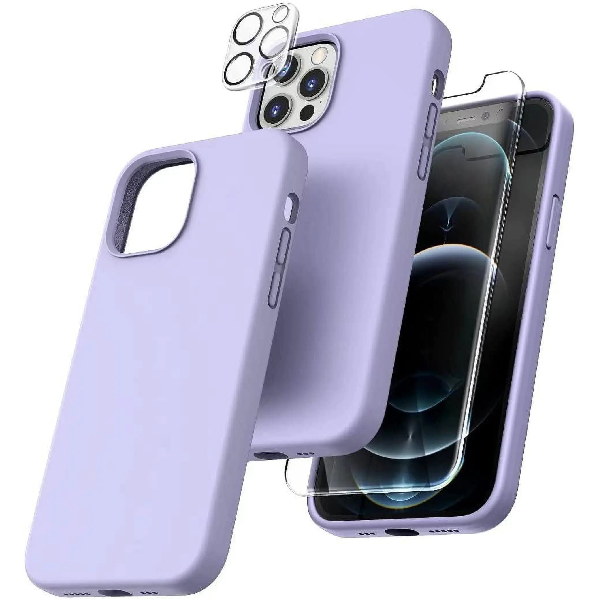 Entronix Apple iPhone 13 Pro 3-in-1 Bundle - Liquid Silicone Case, 1 Clear Screen Protector & Camera Lens Protector, - Entro Retail