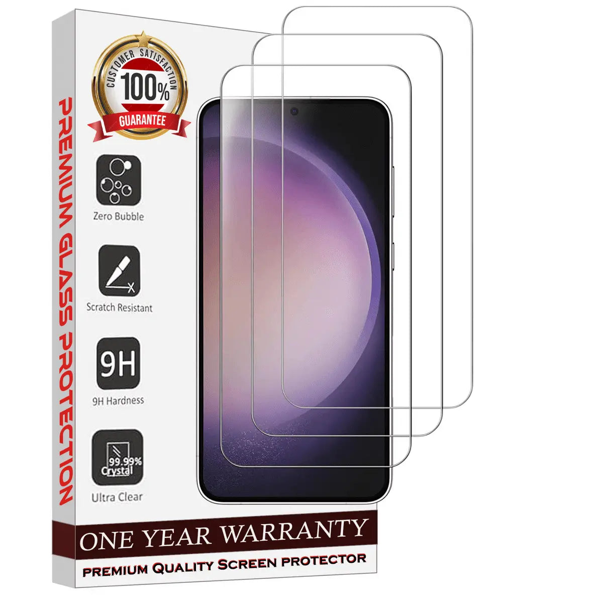 Entronix Case Tempered Glass Screen Protector Designed for Samsung Galaxy S24 Ultra Glass, Anti Scratch, Bubble Free with Easy Installation, Pack of 3 - Entro Retail