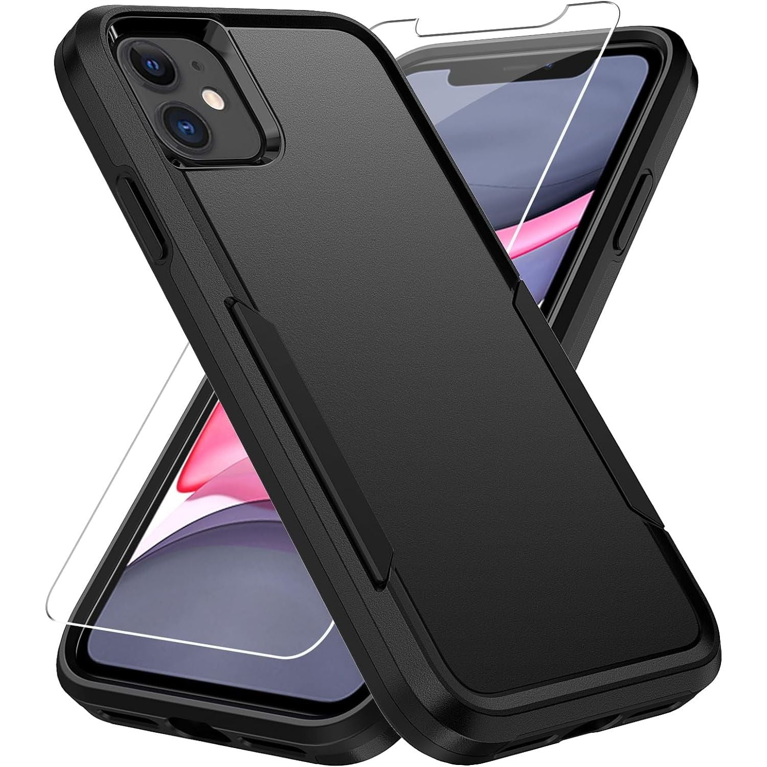 Entronix Heavy Duty Case Designed for Apple iPhone 11 with 1Pc Tempered Glass Screen Protector, Shockproof Dropproof Anti-Scratch Cover - Entro Retail