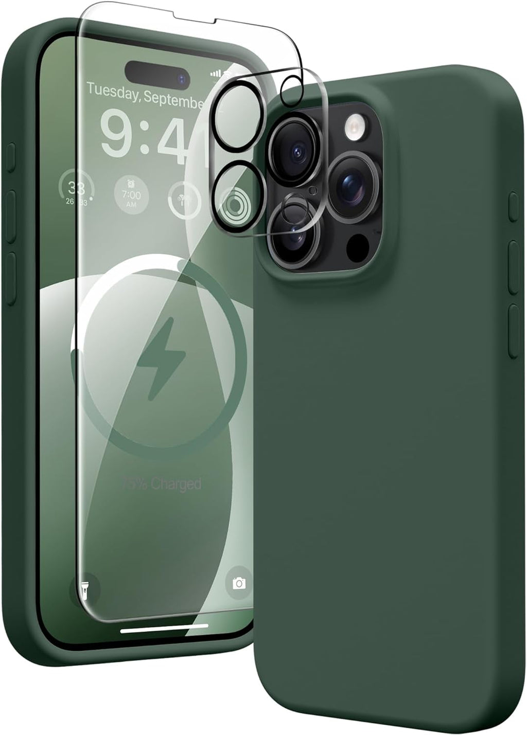 Entronix Apple iPhone 11 Pro Max 3-in-1 Bundle - Liquid Silicone Case, 1 Clear Screen Protector & 1 Camera Lens Protector, - Entro Retail
