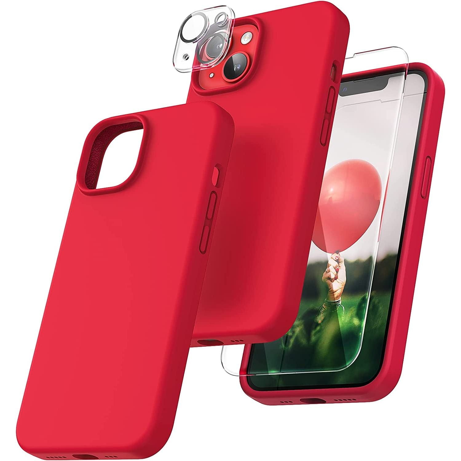 Entronix Silicone Case Designed for Apple iPhone 14 Liquid Silicone Case, 3 in 1 Bundle Case with Clear Tempered Glass and Camera Lens Shockproof Case - Entro Retail