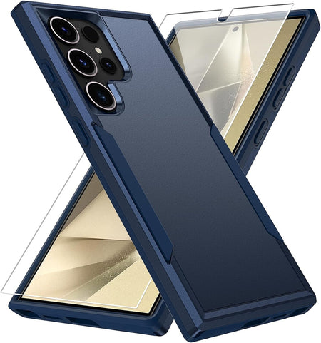 Entronix Heavy Duty Case Designed for Samsung Galaxy S24 Ultra Case with 1Pc Tempered Glass Screen Protector, Shockproof Dropproof Anti-Scratch Case - Entro Retail