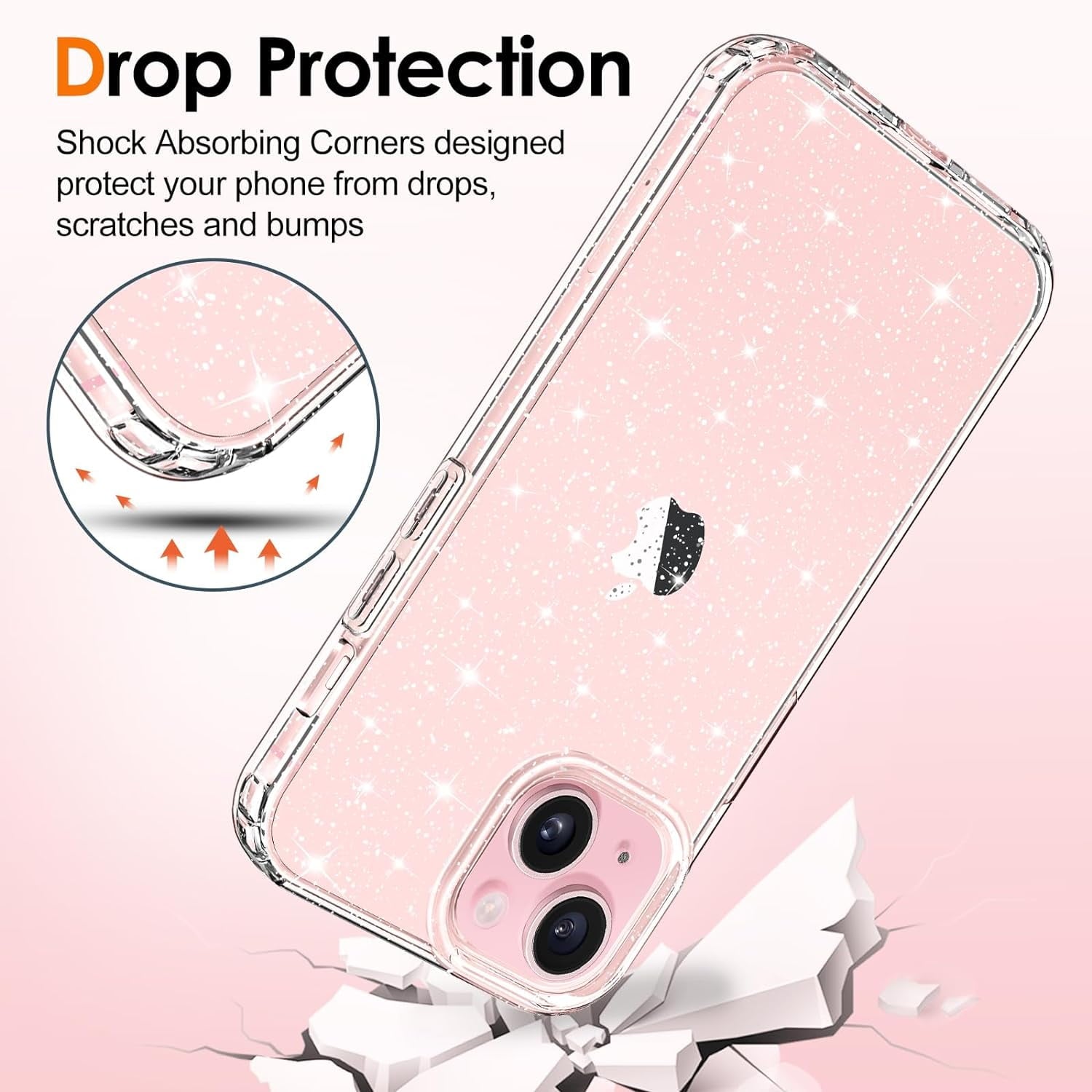 Entronix Case Compatible with iPhone 17e - [Hard Back] Glitter Clear ENTRONIX