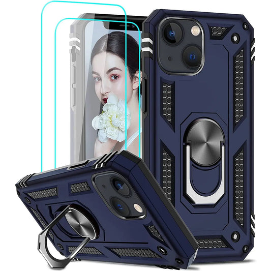 Entronix Apple iPhone 14 Case - Guard Ring Holder & 2 Clear Screen Protectors - Entro Retail