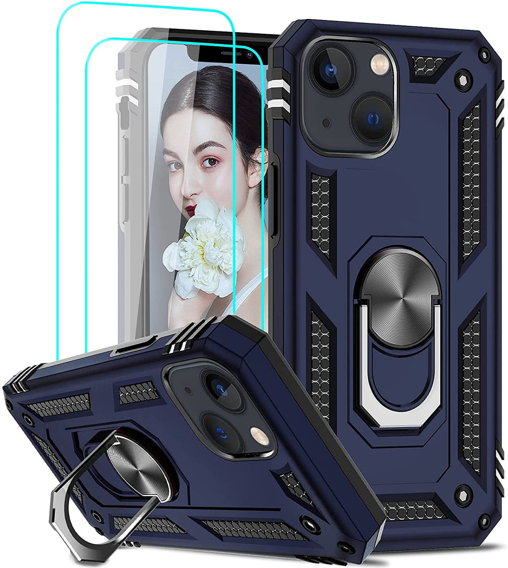 Entronix Apple iPhone 13 Case - Guard Ring Holder & 2 Clear Screen Protectors - Entro Retail