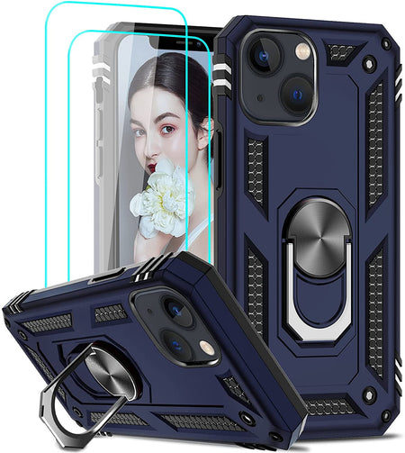 Entronix Apple iPhone 13 Case - Guard Ring Holder & 2 Clear Screen Protectors - Entro Retail