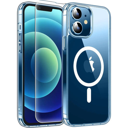 Entronix 3-in-1 Bundle for Apple iPhone 12 Mini, [Magnetic-Compatible] Clear Case & Clear Screen Protector - Entro Retail