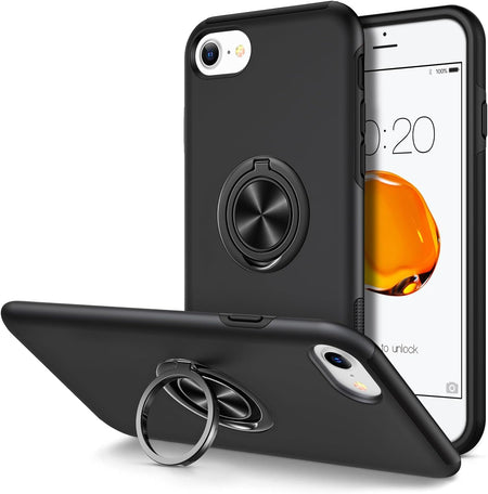 Entronix Case Designed for Apple iPhone SE,8,7 Heavy Duty with Built-in Kickstand, Dual Layer Protection Rotating Holder Ring, Sturdy Case - Entro Retail