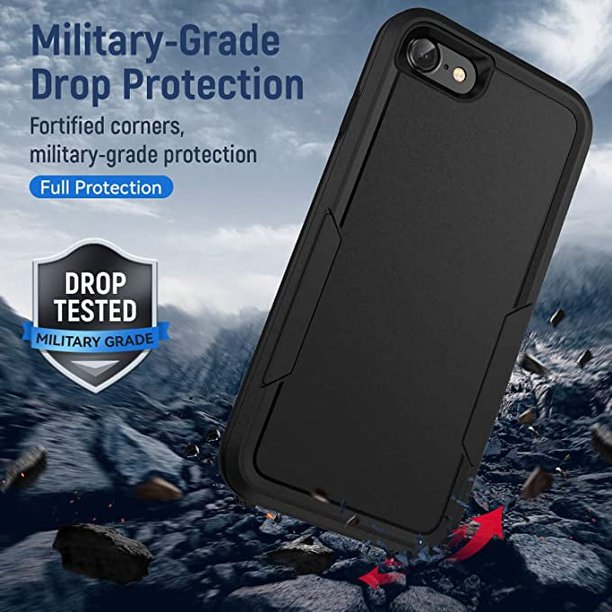 Entronix Heavy Duty Case Designed for Apple iPhone SE,8,7 with 1Pc Tempered Glass Screen Protector, Shockproof Dropproof Anti-Scratch Cover - Entro Retail