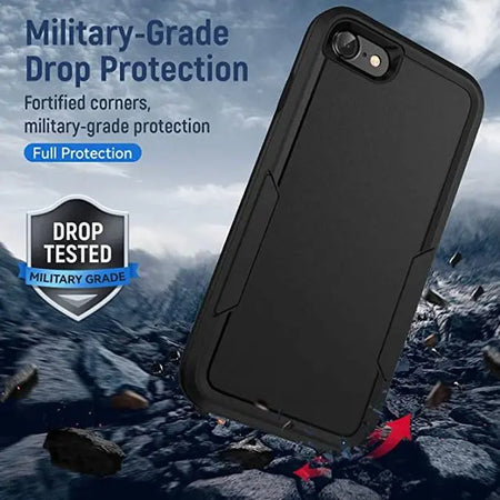 Entronix Heavy Duty Case Designed for Apple iPhone SE,8,7 with 1Pc Tempered Glass Screen Protector, Shockproof Dropproof Anti-Scratch Cover - Entro Retail