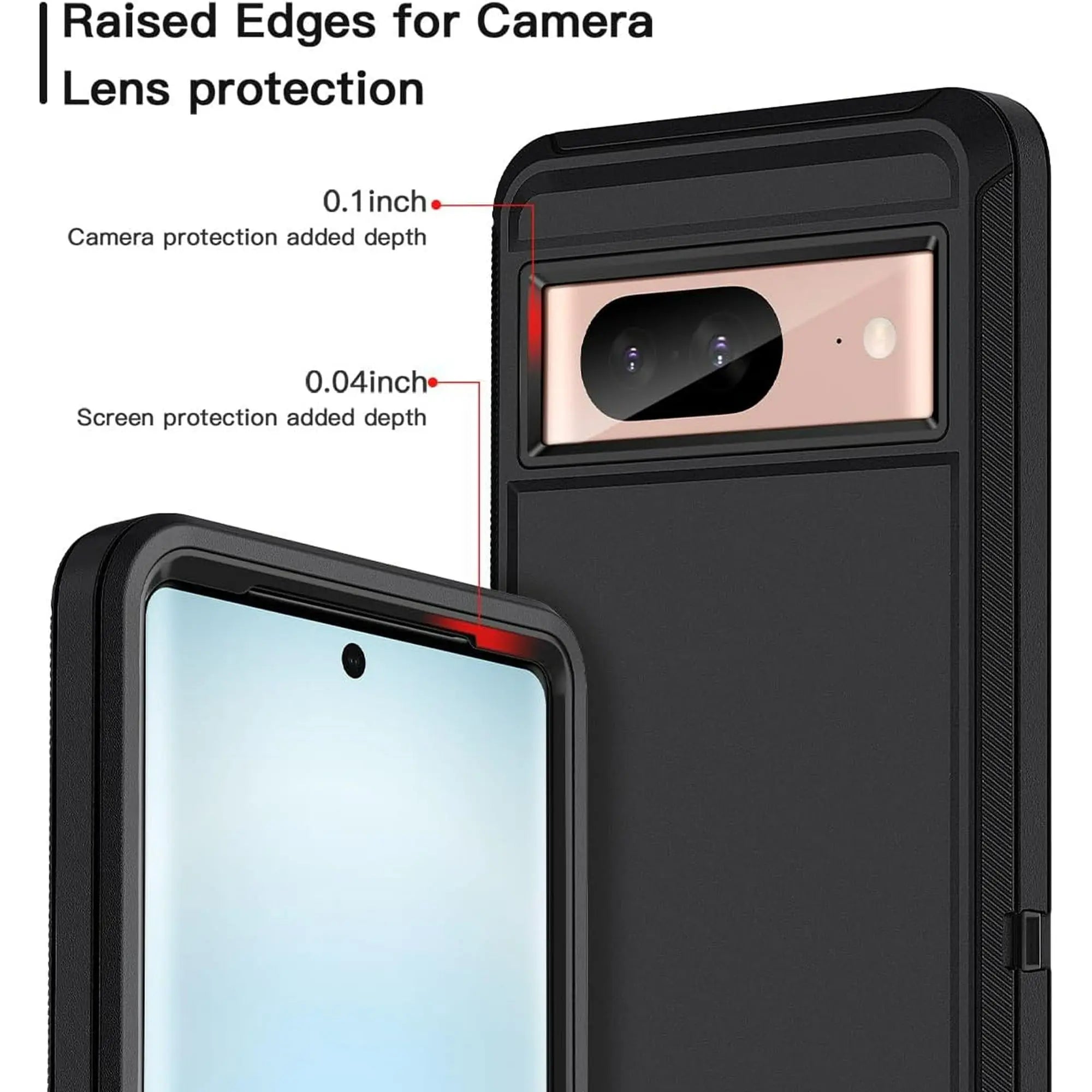 Entronix Bundle Compatible with Pixel 8 - Heavy Duty Case, 1 Clear Screen Protector & 1 Camera Lens Protector - Entronix