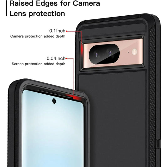 Entronix Bundle Compatible with Pixel 8 - Heavy Duty Case, 1 Clear Screen Protector & 1 Camera Lens Protector - Entronix