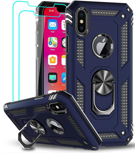 Entronix Apple iPhone XS Max Case - Guard Ring Holder & 2 Clear Screen Protectors - Entro Retail