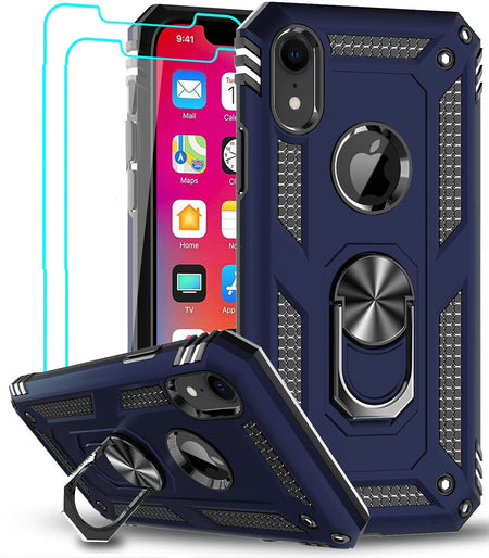 Entronix Apple iPhone XR Case - Guard Ring Holder & 2 Clear Screen Protectors - Entro Retail