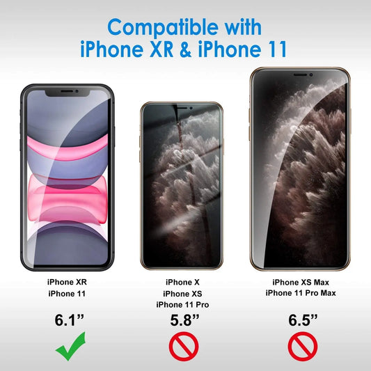 Entronix Anti-Spy Privacy Screen Protector Compatible with iPhone XR/11 - 3-Piece Combo - Entronix