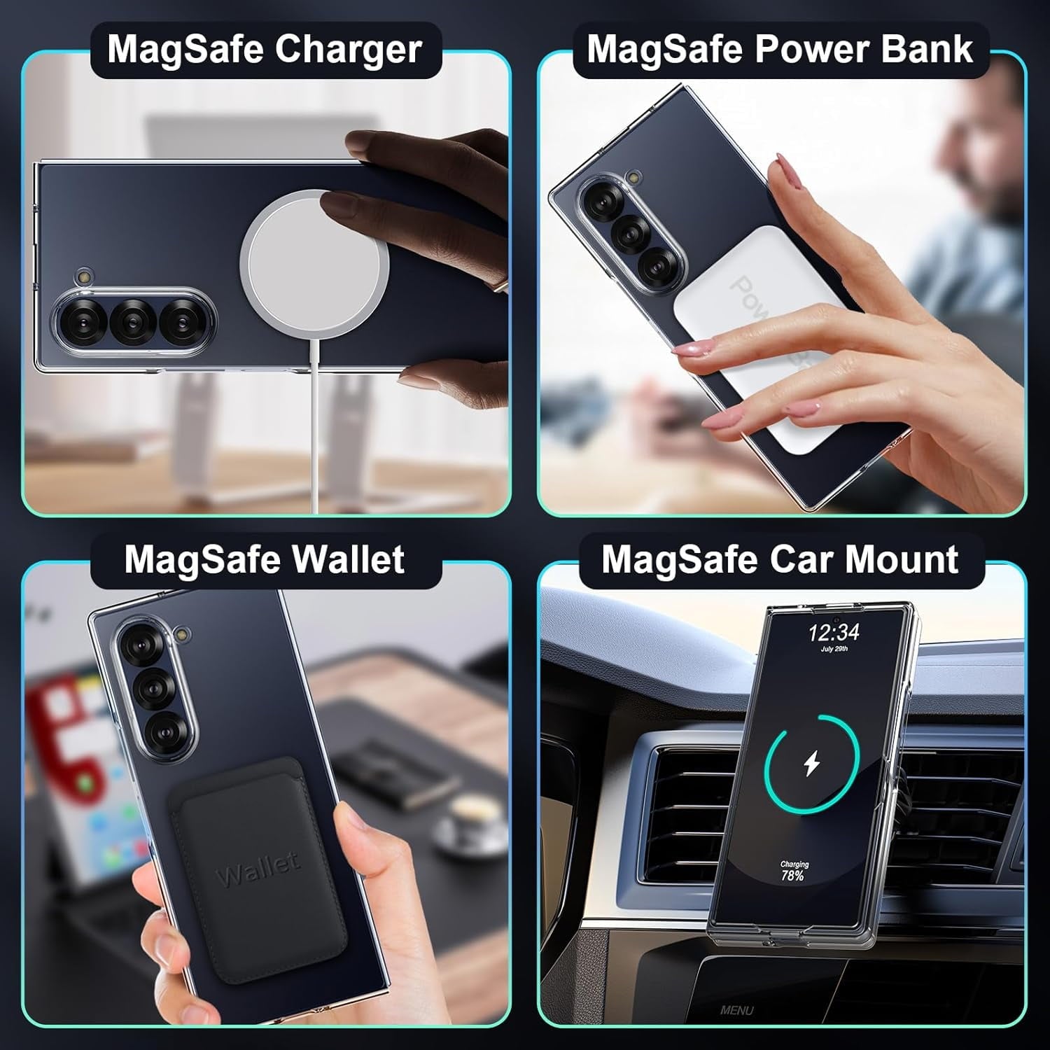 Entronix Samsung Galaxy Z Fold 6 [Magnetic-Compatible] Crystal Clear Case - Sturdy - Entronix