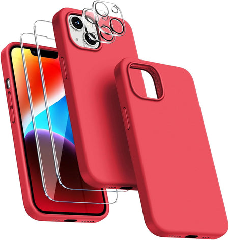 Entronix Case Silicone Case Designed for Apple iPhone 15 Plus Liquid Silicone Case, 5 in 1 Bundle Case with 2 Clear Tempered Glass and 2 Camera Lens - Entro Retail