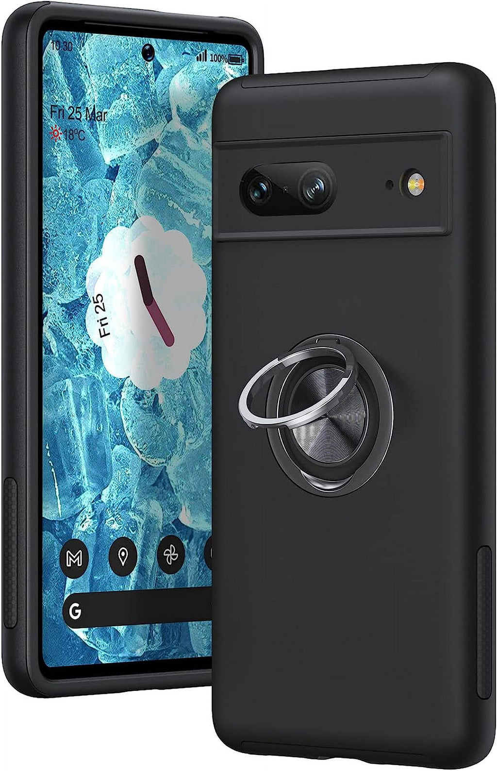 Entronix Case Designed for Google Pixel 7 Heavy Duty with Built-in Kickstand, Dual Layer Protection Rotating Holder Ring, Sturdy Case - Entro Retail