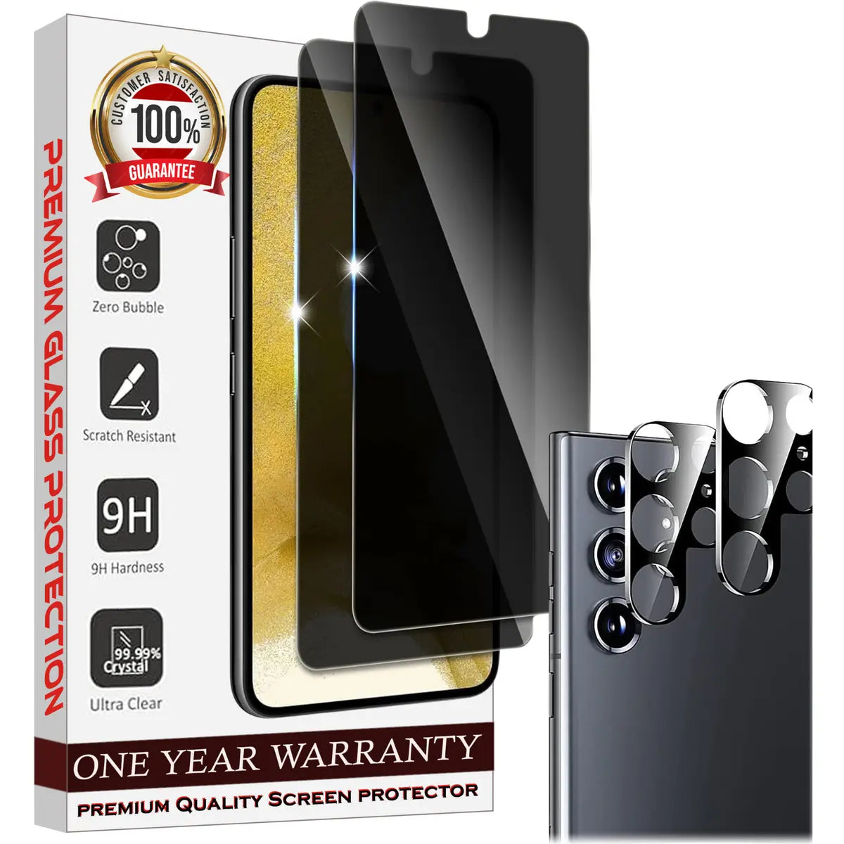 Entronix Case Privacy Screen Protector for Samsung Galaxy S22 Ultra with Camera Lens [2+2], Anti-Spy Tempered Film - Entro Retail
