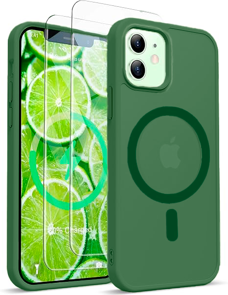 Entronix Apple iPhone 12 [Magnetic-Compatible] Clear Case & 2 Tempered Glass Screen Protectors - Entronix