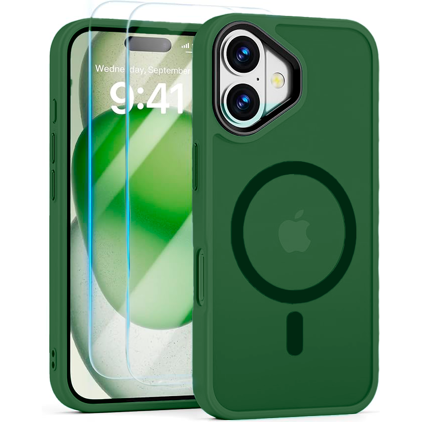 Entronix Apple iPhone 16 [Magnetic-Compatible] Clear Case & 2 Tempered Glass Screen Protectors - Entronix