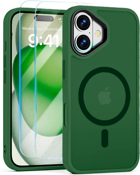Entronix Apple iPhone 16 [Magnetic-Compatible] Clear Case & 2 Tempered Glass Screen Protectors - Entronix