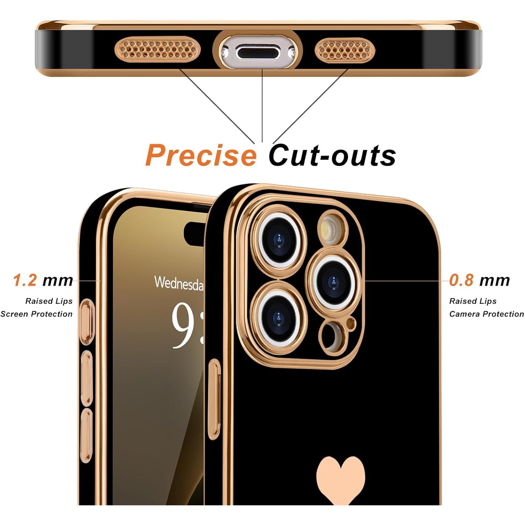 Entronix Apple iPhone 16 Pro [Smile Everyday] Luxury Heart & 2 Tempered Glass Screen Protectors - Entronix