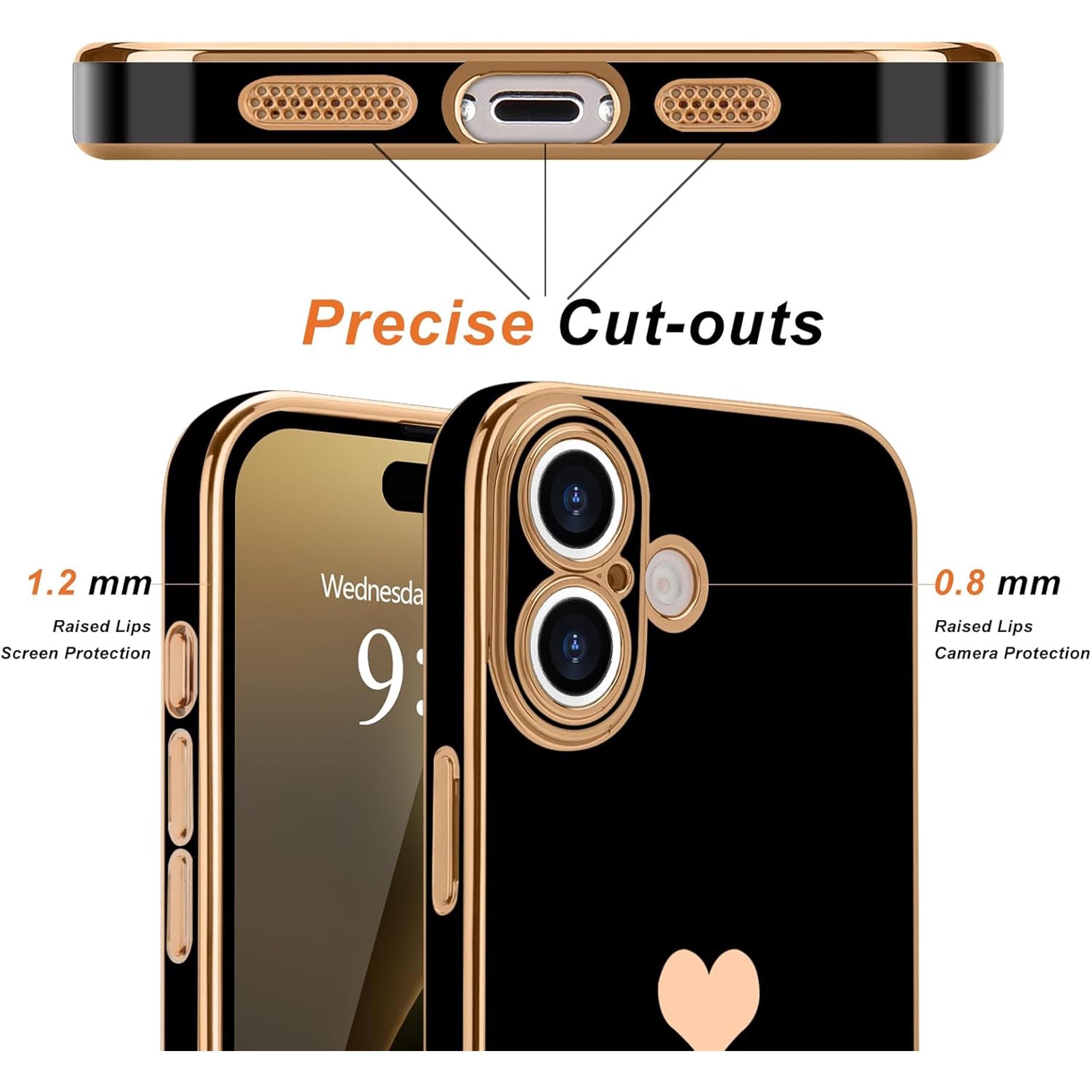 Entronix Apple iPhone 16 [Smile Everyday] Luxury Heart & 2 Tempered Glass Screen Protectors - Entronix