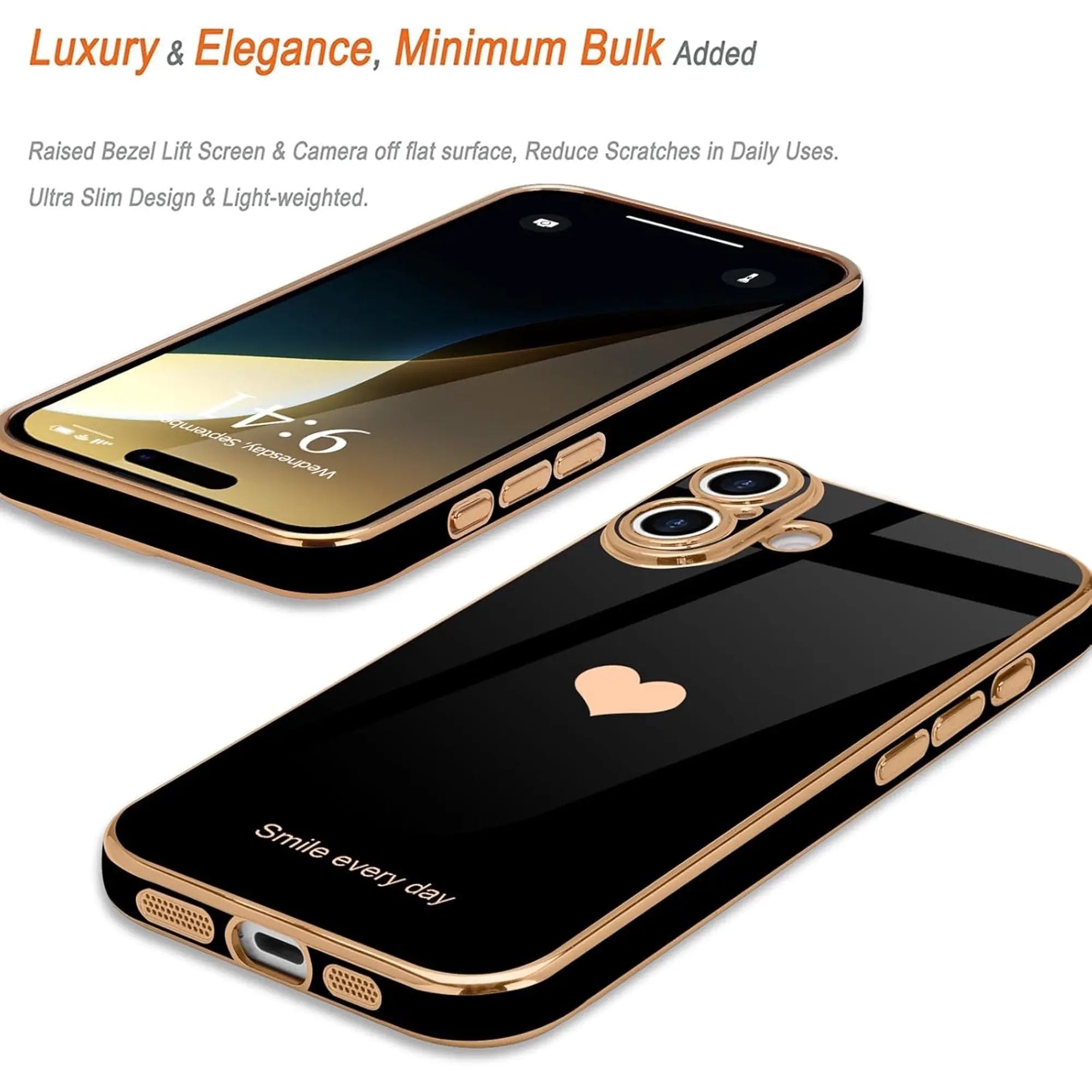 Entronix Apple iPhone 16 Plus [Smile Everyday] Luxury Heart & 2 Tempered Glass Screen Protectors - Entronix