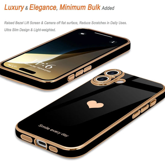 Entronix Apple iPhone 16 Plus [Smile Everyday] Luxury Heart & 2 Tempered Glass Screen Protectors - Entronix