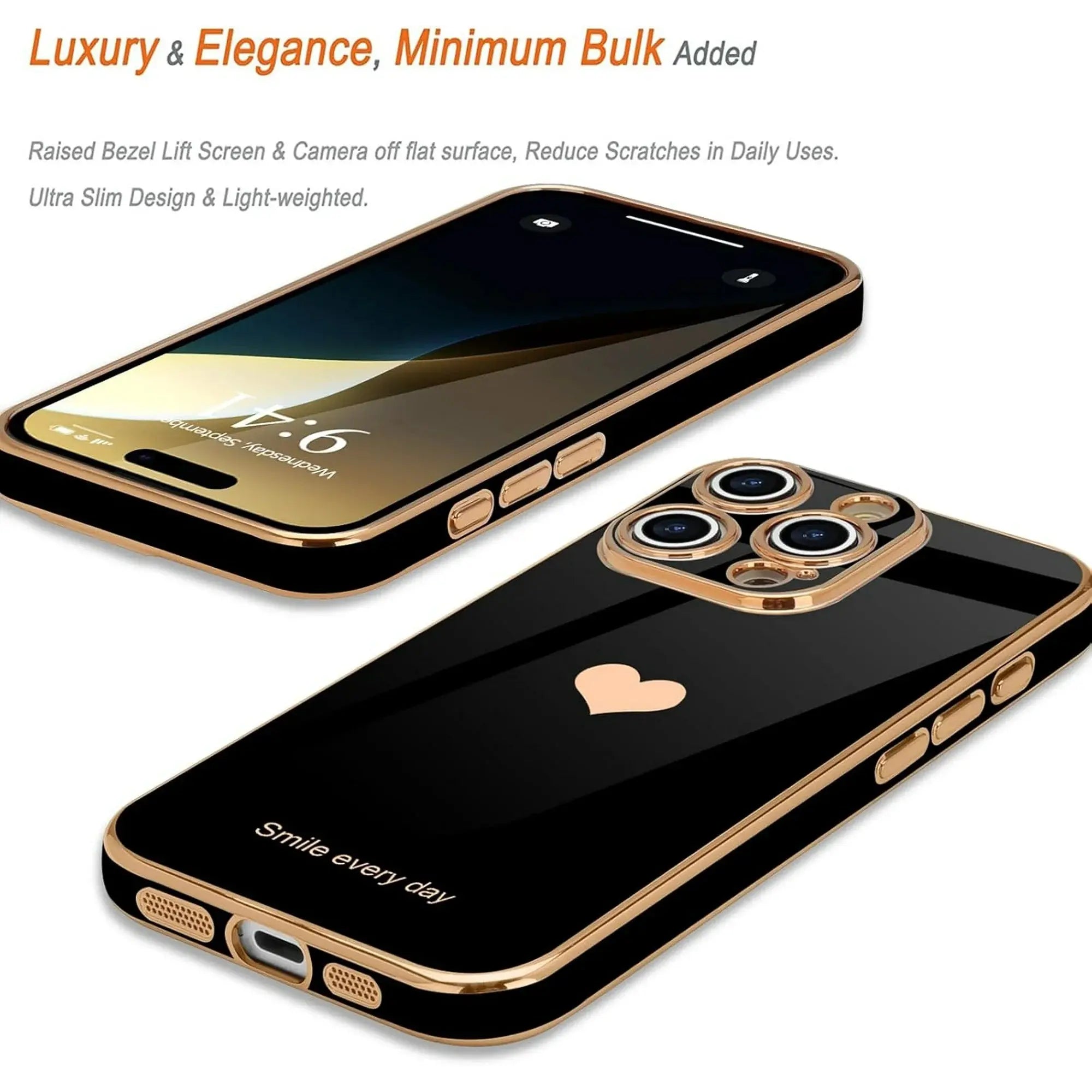 Entronix Apple iPhone 16 Pro Max [Smile Everyday] Luxury Heart & 2 Tempered Glass Screen Protectors - Entronix