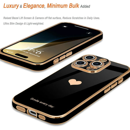 Entronix Apple iPhone 16 Pro Max [Smile Everyday] Luxury Heart & 2 Tempered Glass Screen Protectors - Entronix