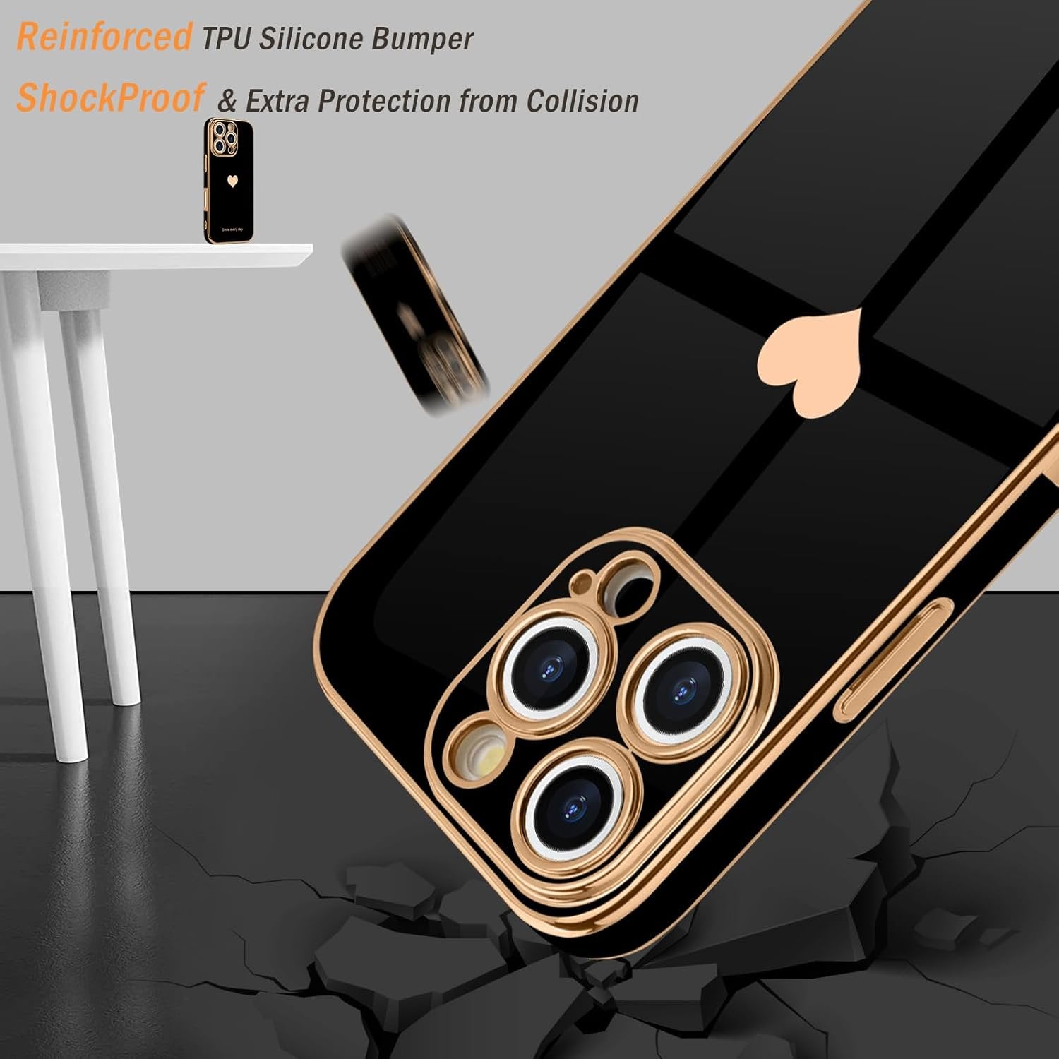 Entronix Apple iPhone 16 Pro [Smile Everyday] Luxury Heart & 2 Tempered Glass Screen Protectors - Entronix